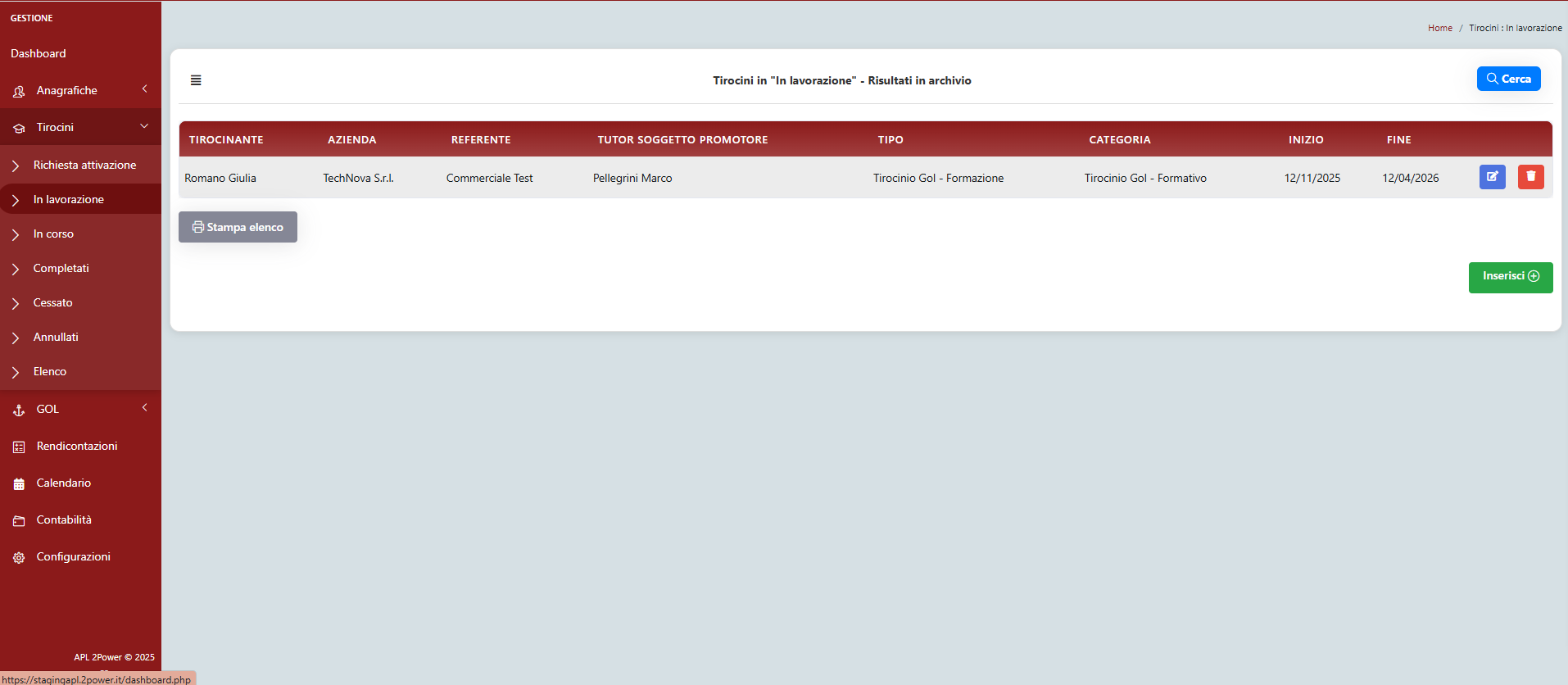 Gestione Tirocini